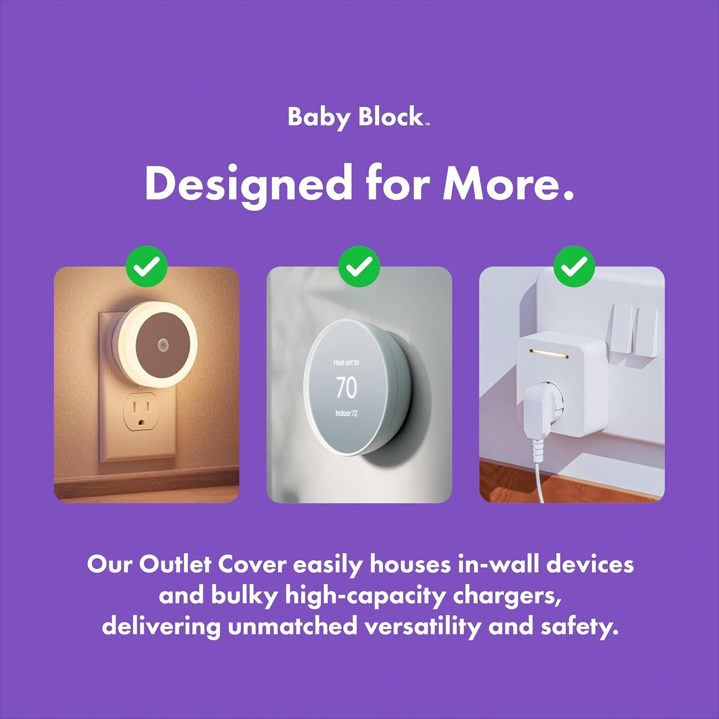 Large Outlet Cover Box for Outlet Covers Baby Proofing – Extra Large Baby Proof Outlet Cover Box for Bulky Plugs, Doorbell Transformers, Wide Adapters & Power Bricks