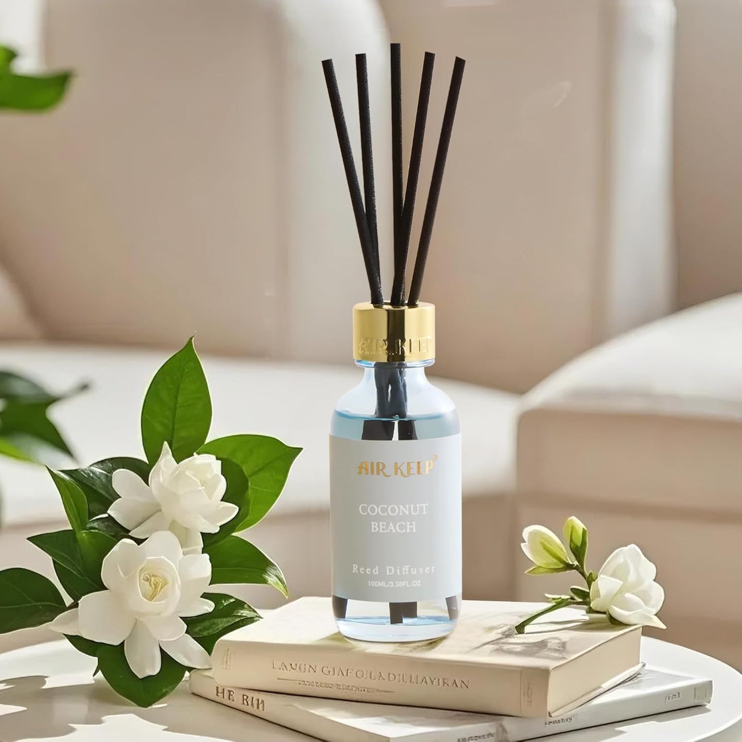 Airkeep Reed Diffuser Oil Set with Reed Sticks,Vanilla Aromatherapy Oil Scent Diffuser for Home Office Bathroom Decoration Perfume and Gifts 3.38 oz/100ml