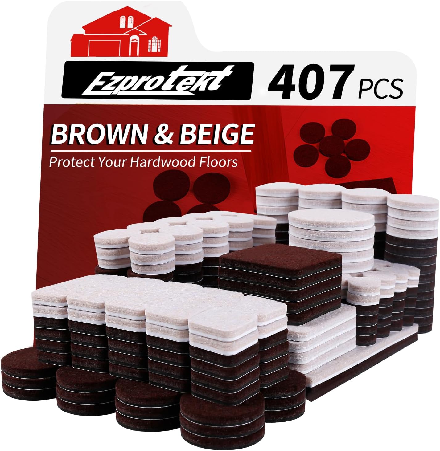 Ezprotekt Felt Furniture Pads for Hardwoods Floors, 440 PCS Self Adhesive Felt Pads for Chairs, Cuttable Anti-Scratch Furniture Feet Floor Protectors for Chair Sofa Bed Table Cabinet (Black)
