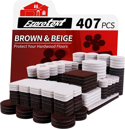 Ezprotekt Felt Furniture Pads for Hardwoods Floors, 440 PCS Self Adhesive Felt Pads for Chairs, Cuttable Anti-Scratch Furniture Feet Floor Protectors for Chair Sofa Bed Table Cabinet (Black)