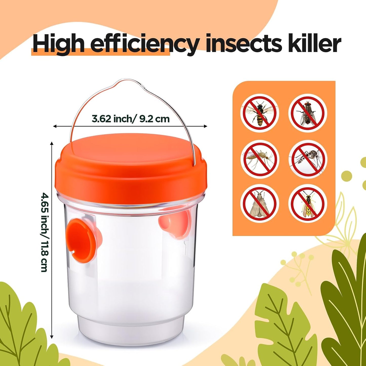 Qualirey 6 Pcs Wasp Traps for Outdoors Wasp Killer Hanging Bee Traps Reusable Fly Bee Killer for Indoor Outdoor Patio Garden Home (Green)