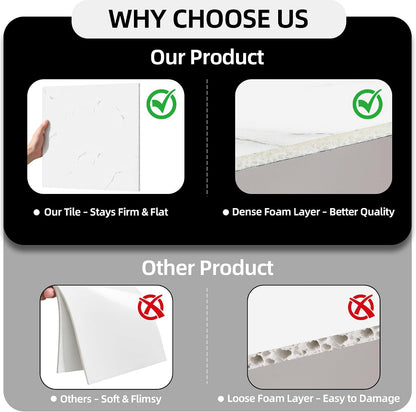 WADILE 10pcs Peel and Stick Shower Waterproof Marble Tiles Wall Panels, 11.8"x11.8" Self-Adhesive Backsplash, for Home Bathroom, Kitchen, Living Room White (Not Real Tile)