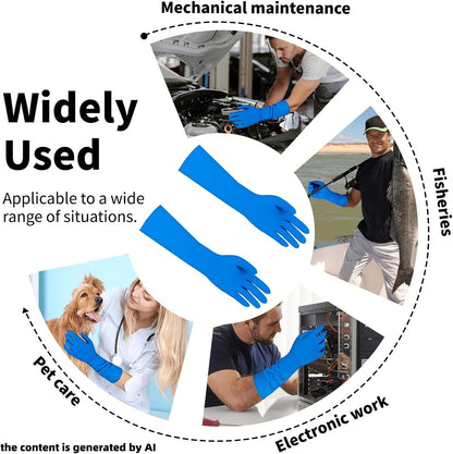 Long Sleeves Durable Disposable Nitrile White Gloves 15inches,Household Cleaning Dishwashing Waterproof 30PCS
