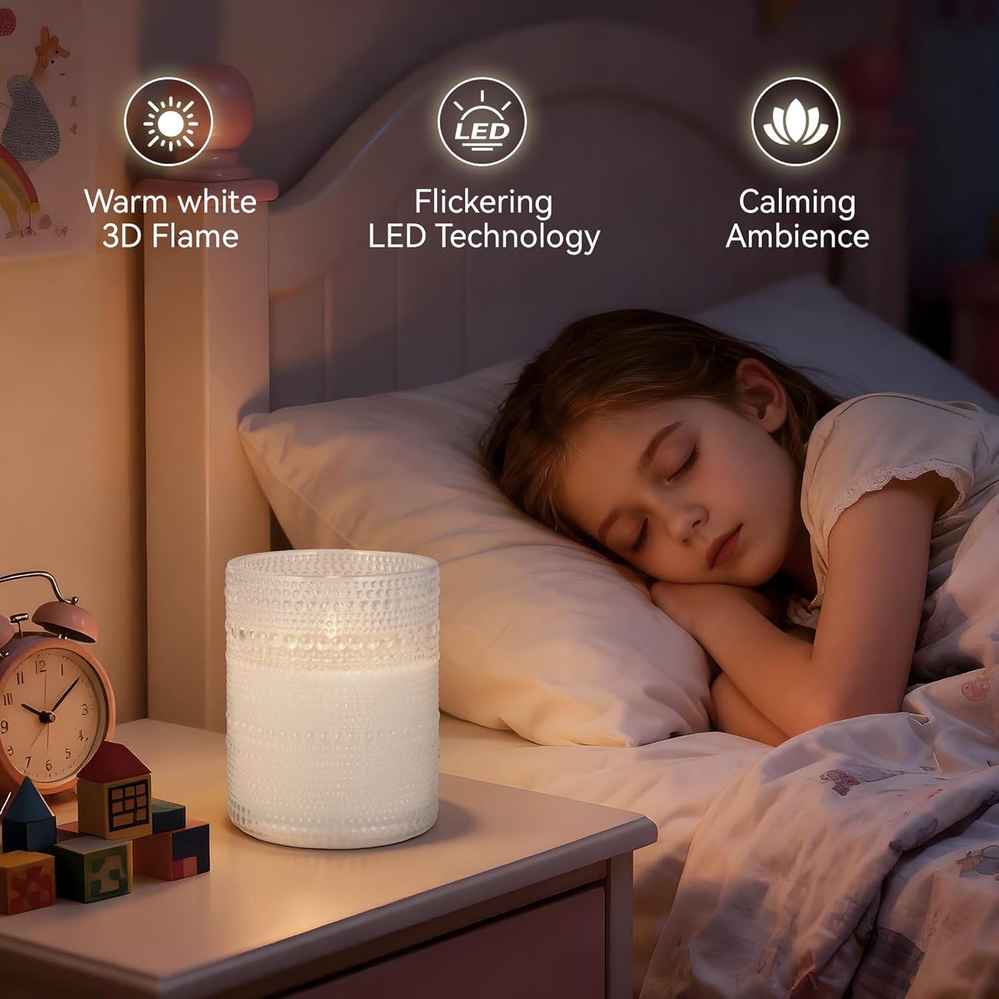 Dotted Glass Flameless Candles with Remote Timer, Real Wax Battery Operated LED Pillar Candles with 3D Flickering Flame for Festival Wedding Home Party Decor, 3" x 4", 4" x 5", Set of 2 (White)