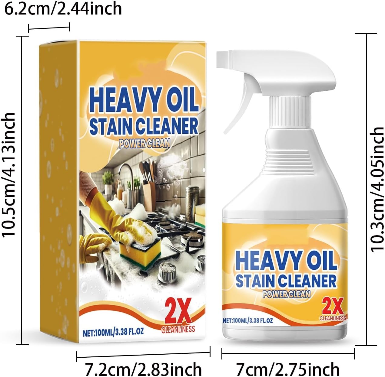 Kitchen Heavy Oil Cleaner Spray,100ML All Purpose Kitchens Heavy Oil Cleaning Agent, Grease Remover, , Multipurpose Kitchen Cleaner Spray for Countertops,stovetop , Ovens and Appliances (100ML-1PC)