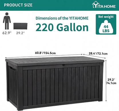 YITAHOME 31 Gallon Outdoor Storage Deck Box | Waterproof Resin Package Delivery and Storage Box with Lockable Lid for Patio Furniture Cushions, Pool Accessories, Garden