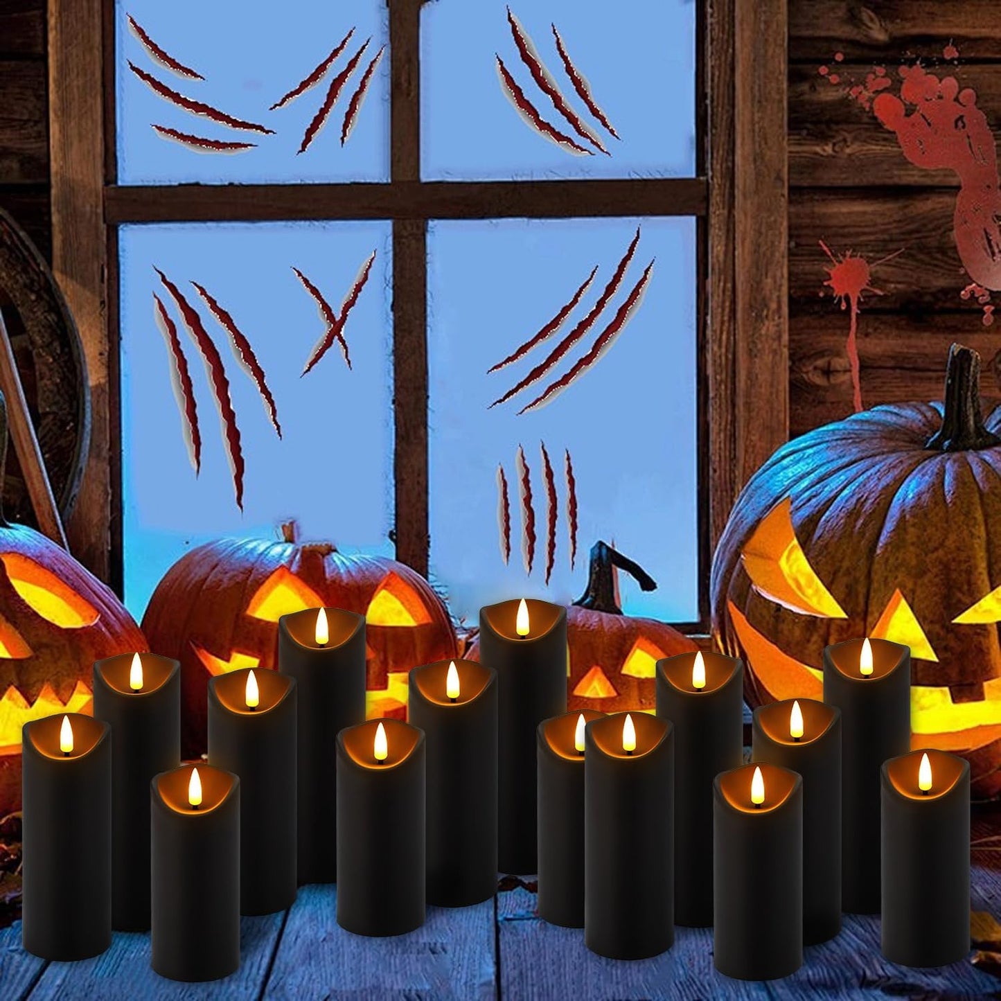 YOROXRG Set of 24 Waterproof Outdoor Flameless Candles, LED Candles with 4 Remote and Timer,(H 4" 5" 6" x D 2.2"),for Christmas,Halloween,Wedding,Festival