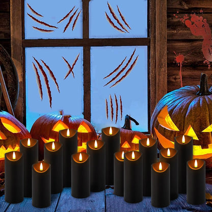 YOROXRG Set of 24 Waterproof Outdoor Flameless Candles, LED Candles with 4 Remote and Timer,(H 4" 5" 6" x D 2.2"),for Christmas,Halloween,Wedding,Festival