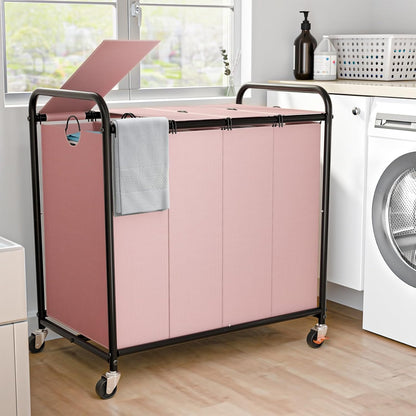 180L (47.55 Gal) Laundry Sorter 3 Section, Rolling Laundry Basket with Lockable Wheels and Lid, Laundry Hamper with 3 Separated Removable Bags Dirty Clothes Hamper for Laundry Room Organizer, Black