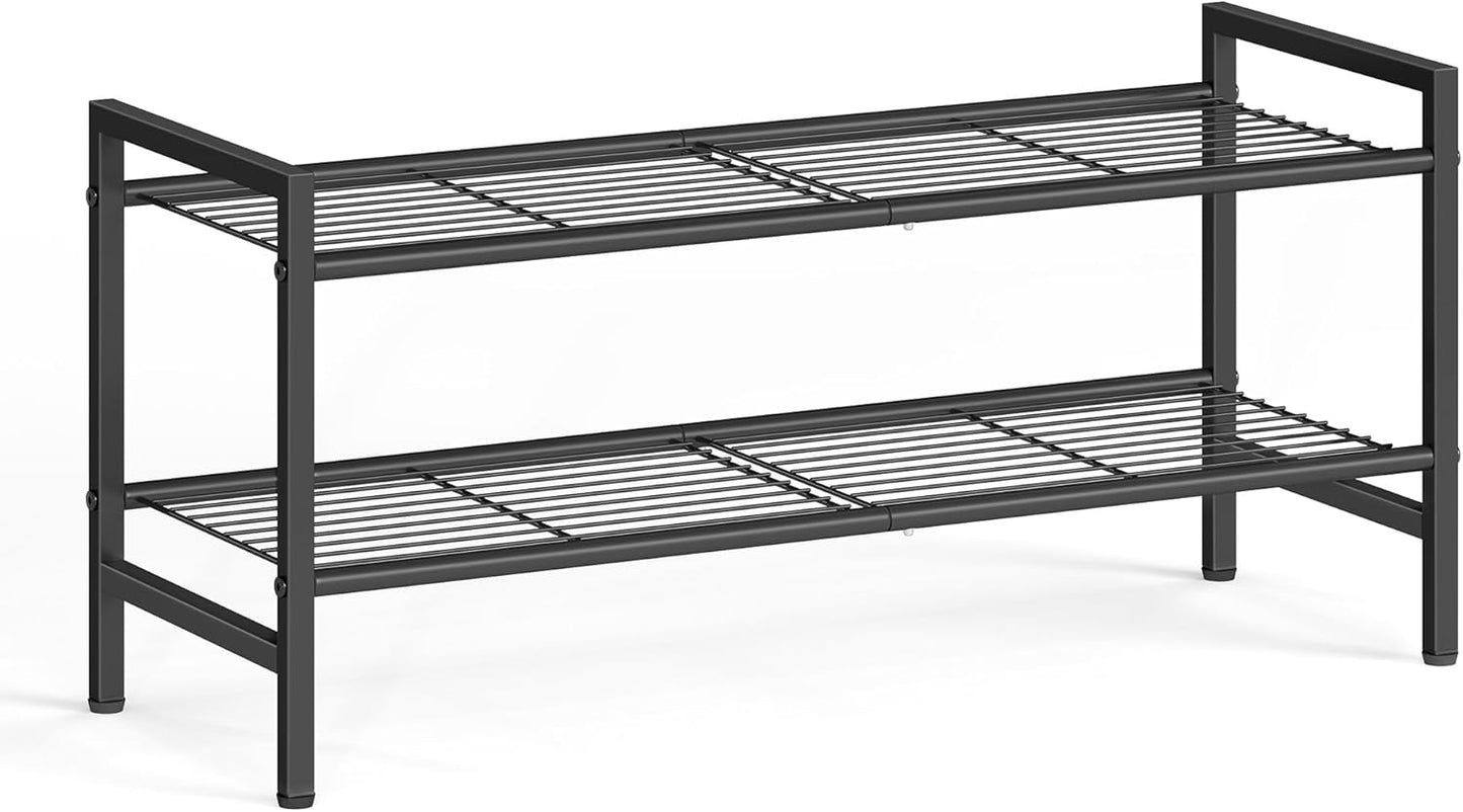 SONGMICS Metal Shoe Rack, Free Standing Shoe Organizer for Entryway Closet Garage Small Spaces, Heavy-Duty Slim Steel Storage Shelf, 8-Tier, Fits 16-24 Pairs, Bronze ULMR028A01