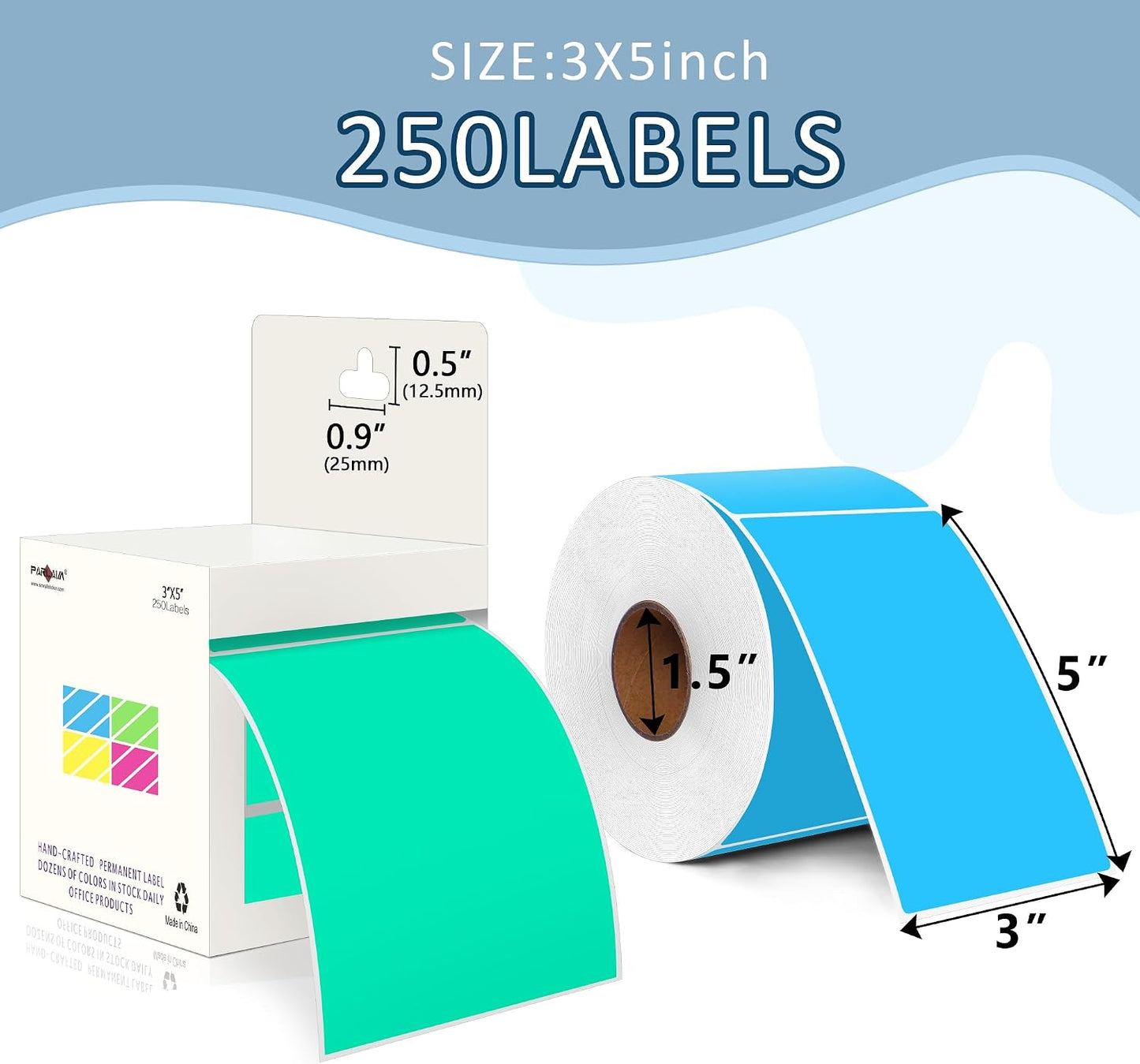 PARLAIM 3 X 5 Inch Rectangle Adhesive Color Coding Stickers,Square Inventory Stickers -250 Per Dispenser Box (Fluorescent Green)