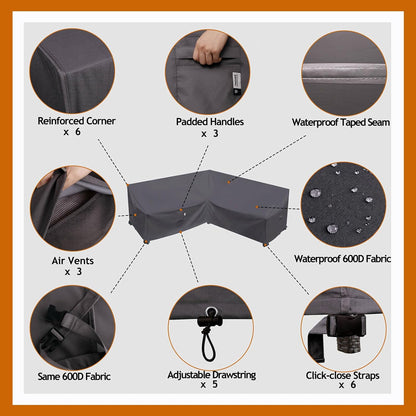 Patio Deck Box Cover, 63x30 Inch Fire Pit Covers with Straps and Handles, Waterproof Heavy Duty Outdoor Furniture Winter Cover for Keter, Suncast, Lifetime Container
