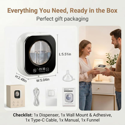 Automatic Foam Soap Dispenser Bathroom,Wall Mounted Touchless Foaming Soap Dispenser Rechargeable with Smart LCD Display & 5-Level Adjustable Foam,Electric Dispenser for Kitchen Office (White)