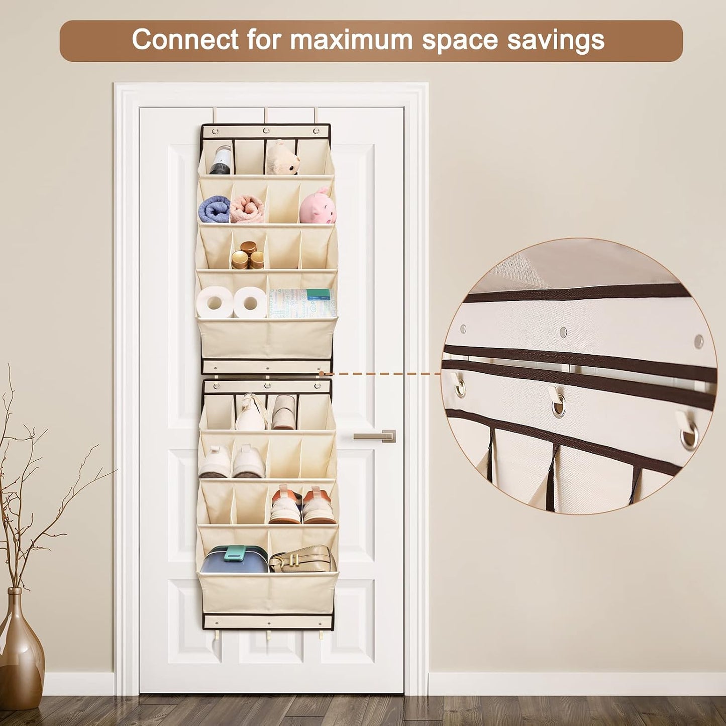 FENTEC 1 Pack Over-the-Door-Shoe-Organizers,Hanging Organizers with Large Pocket Shoe Holder Hanging Shoe Rack for Closet Shoe Organizer for Wall, Over Door Organizer with 15 Pockets Gray