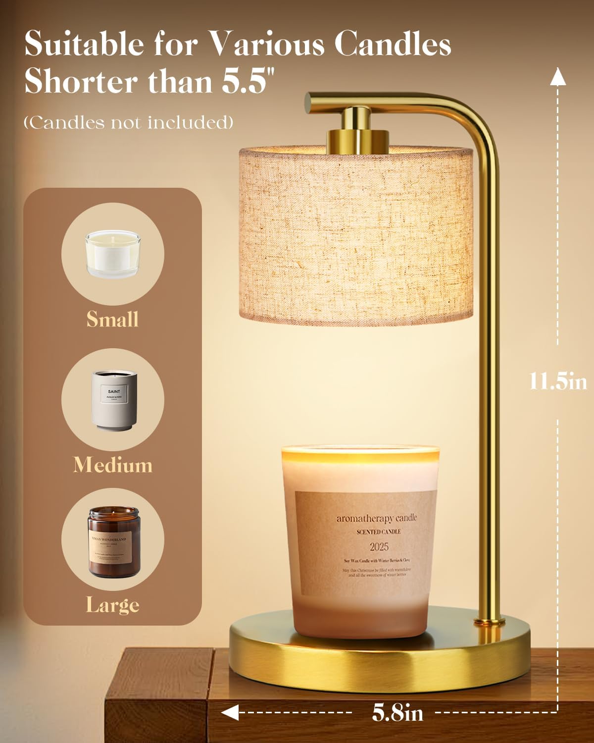 Candle Warmer Lamp with Timer Dimmer, Height Adjustable Modern Farmhouse Candle Warmer, Electric Candle Lamp Warmer with 2 Bulbs, Birthday Gifts for Women Mom, Gift for Home Decor