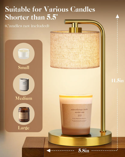 Candle Warmer Lamp with Timer Dimmer, Height Adjustable Modern Farmhouse Candle Warmer, Electric Candle Lamp Warmer with 2 Bulbs, Birthday Gifts for Women Mom, Gift for Home Decor