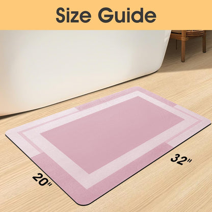 ACCUMTEK Non Slip Bath Mat, Thin Bathroom Rugs Fit Under Door, Quick Dry Bath Mats, Machine Washable Bath Rugs for Bathroom, Bathtub & Kitchen, Grey/Bordered/24 x17