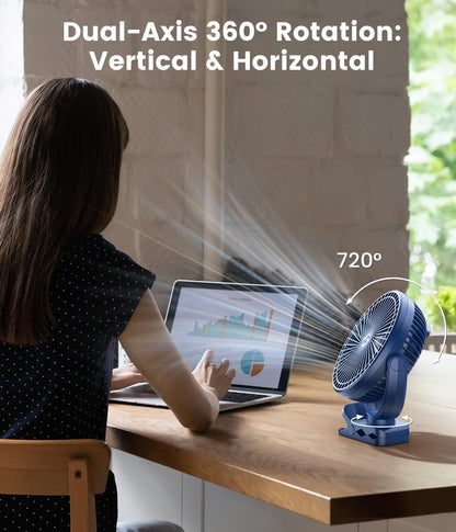 Korbot 8-inch Clip on Fan -20000mAh Portable Fan Battery Rechargeable with 3 Speeds and Strong Airflow, USB Fan Small Desk Fan Personal Quiet Fan for Office Stroller Bedroom and Camping.