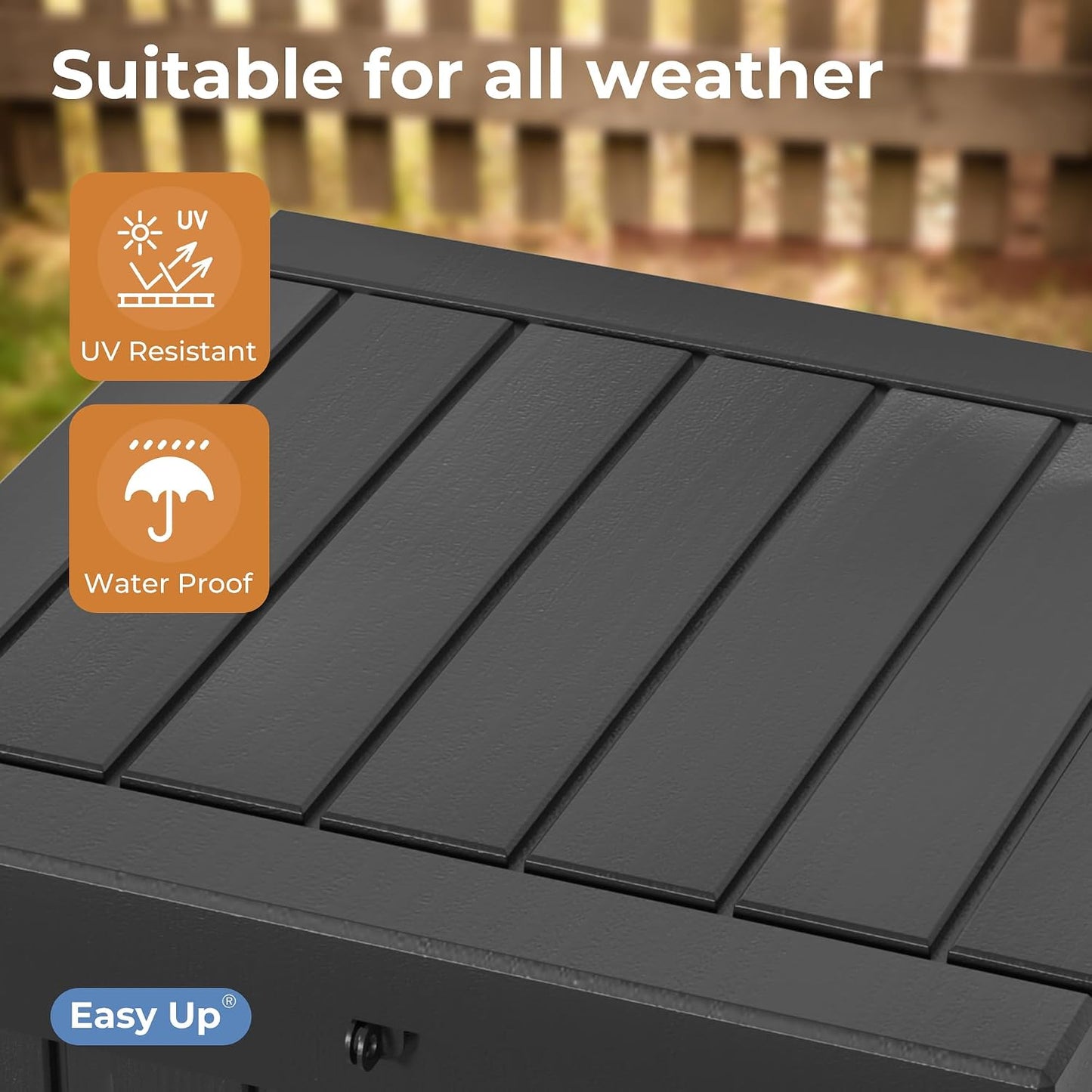 EasyUp 35 Gallon Outdoor Storage Box, Outdoor Deck Boxes for Garden Tools Equipment,Cushions and Patio Storage,Lockable and Resin,Easy to Install(Black)