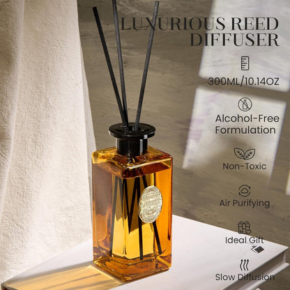 M&SENSE 6.3 oz Large Reed Diffuser Set | Lime+Basil Scent Oil Diffuser with Sticks | Hotel Collection Non-Toxic Home Fragrance |for Bedroom Bathroom Living Room - Colors A