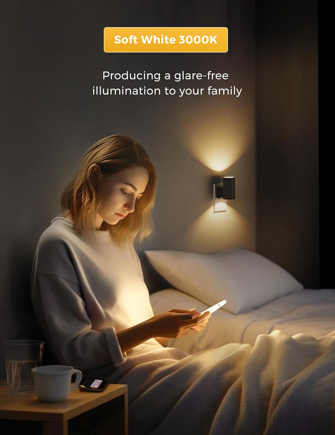 L LOHAS LED Night Light Plug in, Night Lights Plug into Wall, Light Sensor, 0-100LM Soft White 3000K, Dimmable Night Light, Modern Nightlight for Kids Bathroom Hallway Bedroom Kitchen Stairway, 2 Pack