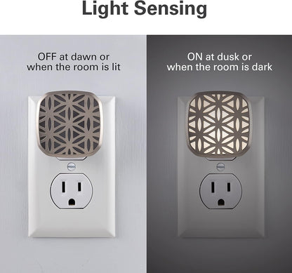 Lights by Night Decorative LED Night Light, Brushed Nickel Flower Design, Plug-in, Dusk to Dawn Sensor, UL-Certified, Home Decor, Ideal for Bedroom, Bathroom, Kitchen, Hallway, 54744, 2 Pack