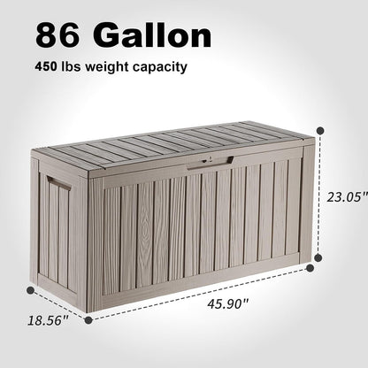 125Gal Outdoor Storage Box, Lockable Deck Box with Hydraulic Lid | Waterproof UV-resistant, Durable outdoor bin for patio cushions, pool accessories & garden tools. Keeps contents secure & dry