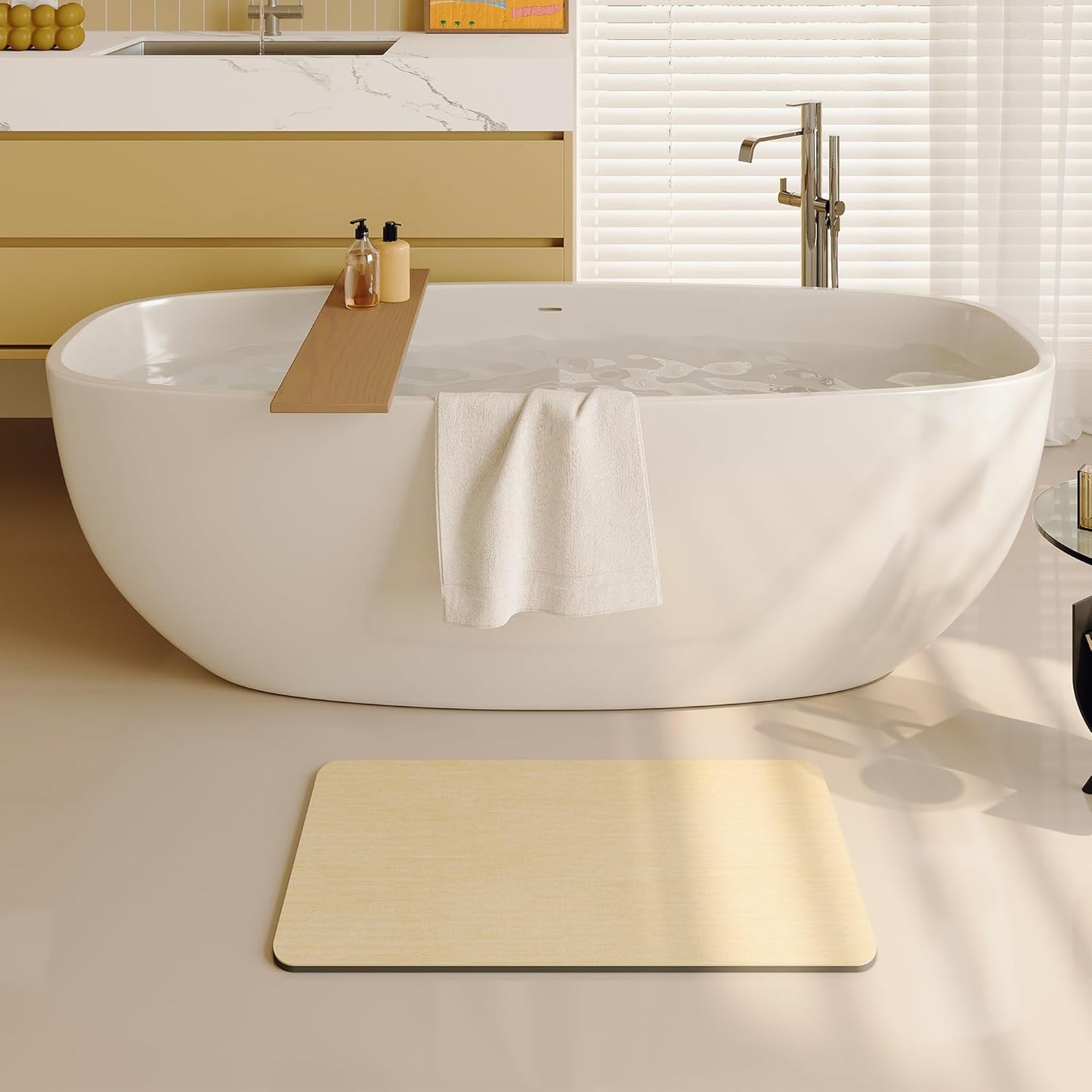 Mecko Bath Mat Rug, Rubber Non-Slip Quick Dry Absorbent Thin Bathroom Rugs Fit Under Door Bathroom Floor Mats-Shower Rug for in Front of Bathtub, Sink, Shower Room(Light Grey,16"x24")