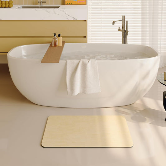 Mecko Bath Mat Rug, Rubber Non-Slip Quick Dry Absorbent Thin Bathroom Rugs Fit Under Door Bathroom Floor Mats-Shower Rug for in Front of Bathtub, Sink, Shower Room(Light Grey,16"x24")