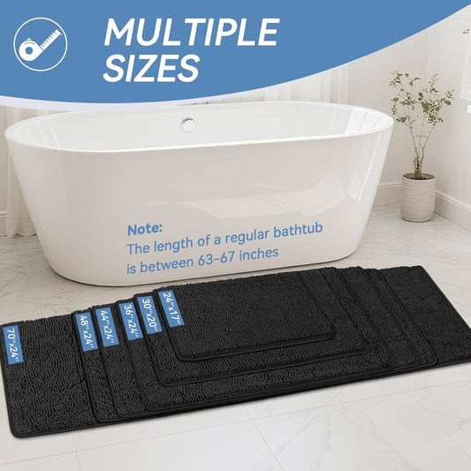 Bcoimo Bathroom Rugs 24x17, Bath Mats for Bathroom Non Slip with Rubber Backing,High Absorbent Microfiber Bath Rugs Quick Drying, Machine Washable, Durable Decor