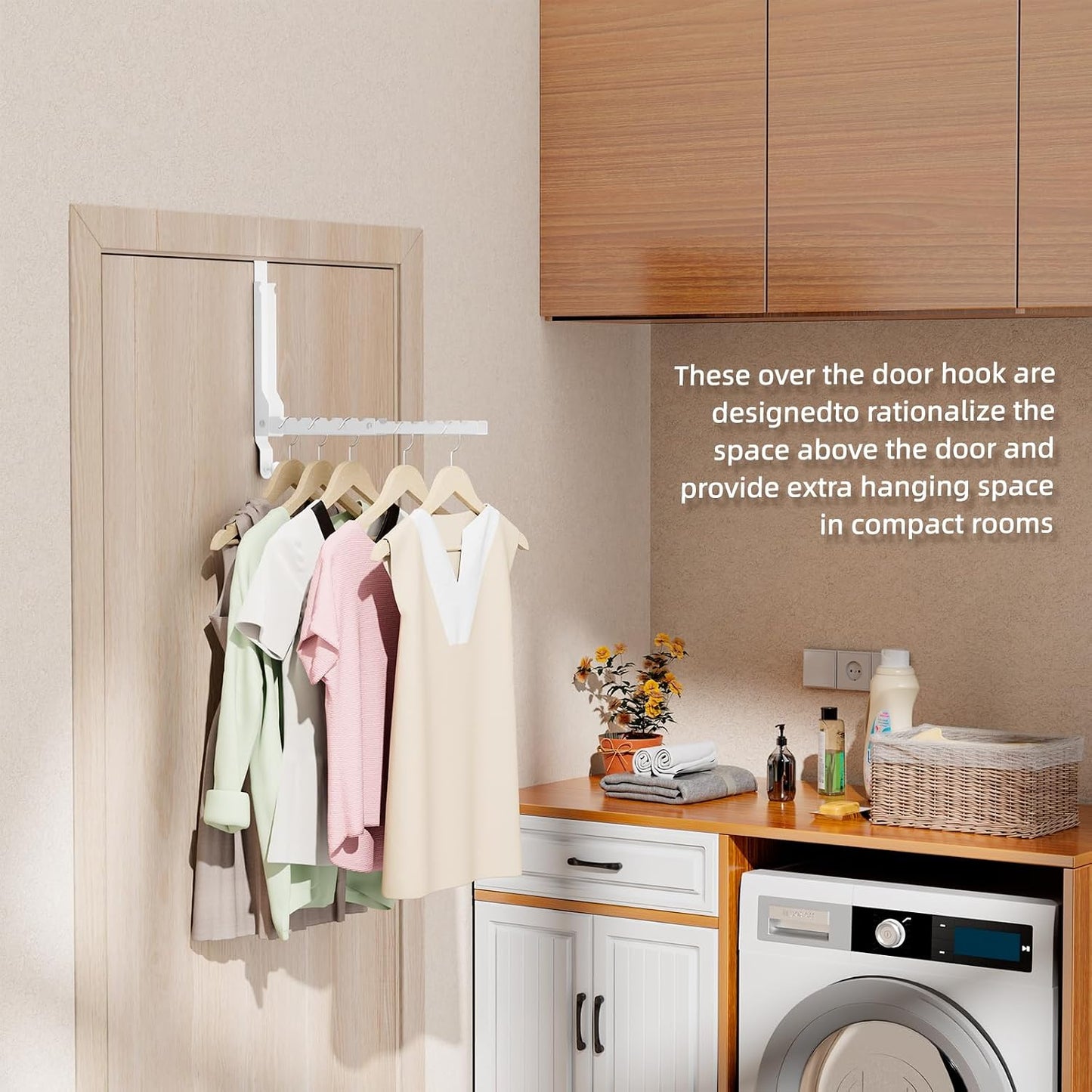2 Pack Over The Door Hanger Folding Clothes Drying Rack, Folding Hanging Coat Rack for Indoor Laundry Room Compact Small Space Foldable Portable Clothing Hanger Hook Collapsible (Wihte-2(Upgraded))