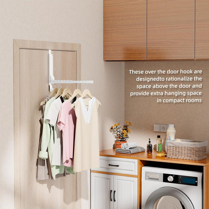 2 Pack Over The Door Hanger Folding Clothes Drying Rack, Folding Hanging Coat Rack for Indoor Laundry Room Compact Small Space Foldable Portable Clothing Hanger Hook Collapsible (Wihte-2(Upgraded))