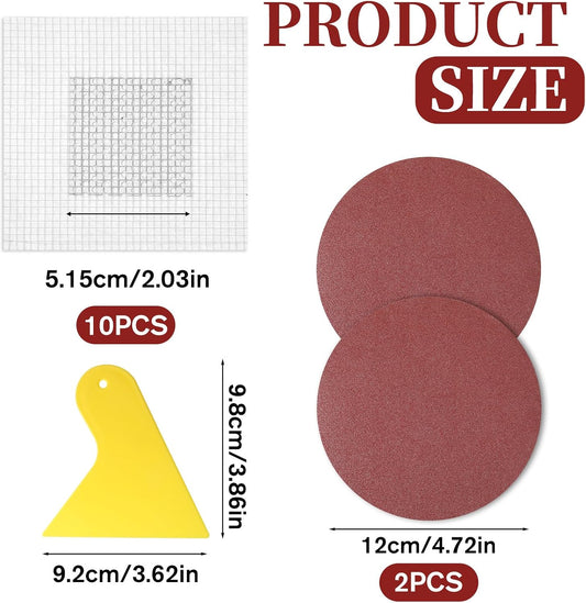 13 Pack Drywall Repair Patch, 2 Inch Drywall Repair Kit Patch with Extended Self-Adhesive Mesh, Dry Wall Patches Kits for Holes, Comes with Scraper and Sandpapers