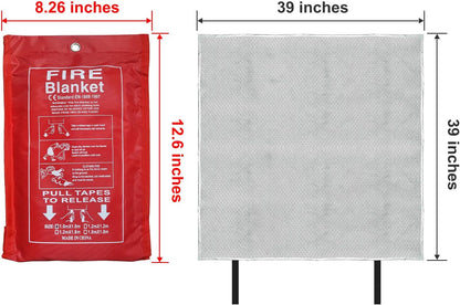 39"x39" Fire Blanket Emergency for Home, Kitchen, Camping & Car - Heavy Duty Fiberglass Fire Suppression Safety Cover (1 Pack)