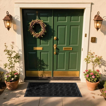Yimobra Doormat Outdoor Entrance 29.5x17, All-Weather Waterproof Outdoor Mats for Front Door, Non Slip Welcome Door Mat for Patio Proch Outside Entryway Indoor, Black