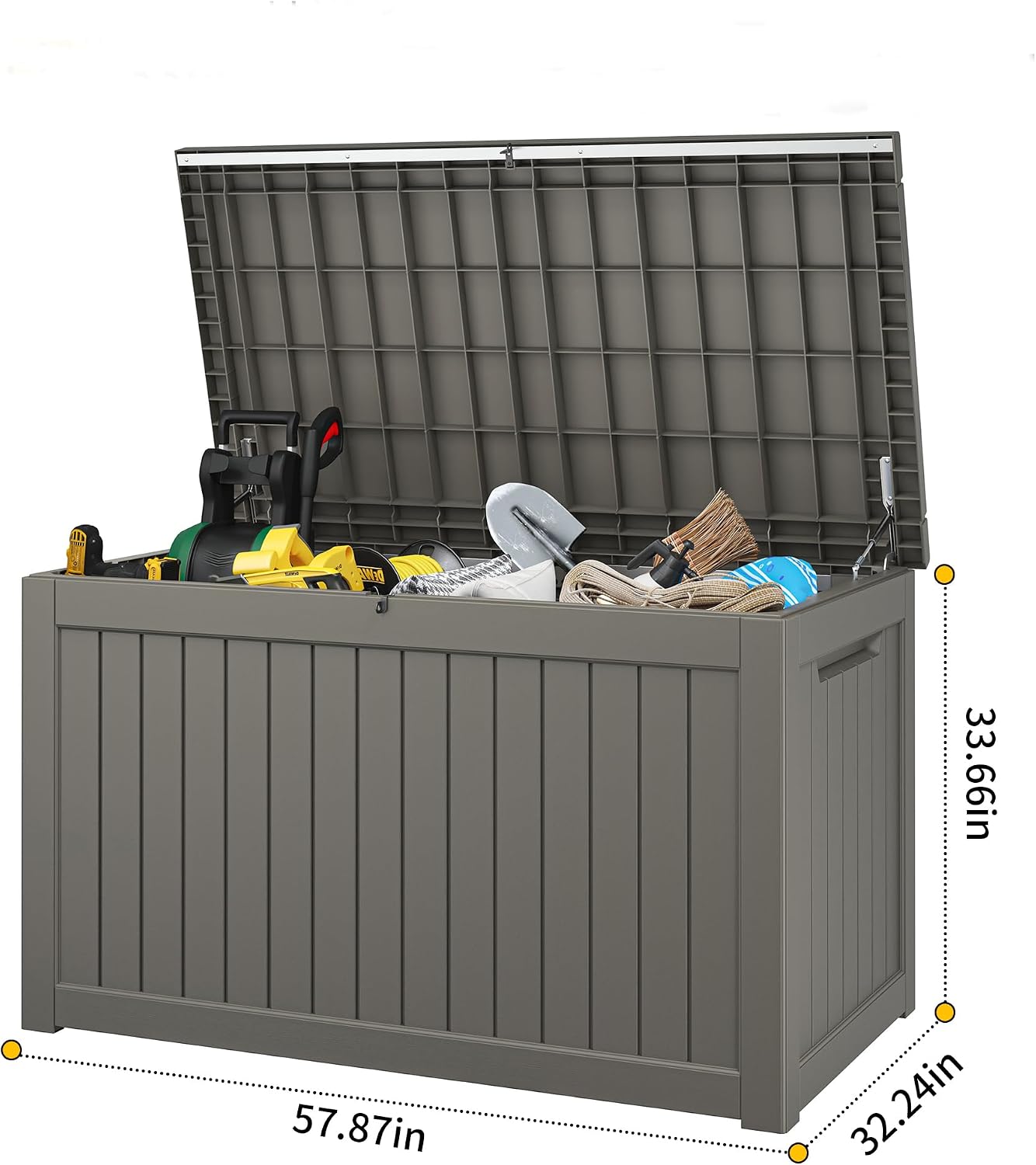 Fancyango 75 Gallon Outdoor Deck Box Waterproof, Large Storage Box for Patio, Resin Storage Bench Lockable for Garden Tools, Package Delivery, Black