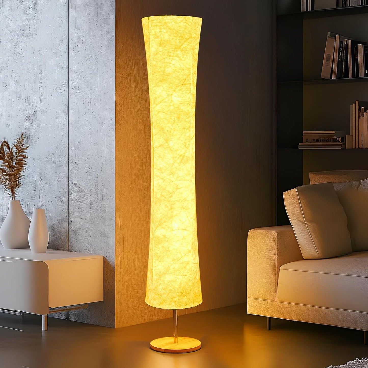 58 inch Simple Design Morden Soft Light Floor Lamp 3 Color Lighting Remote Control, LED lamp with Tyvek Fabric Shade,Brightness Adjustable for Living Room Bedroom Game Room