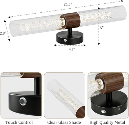 10000mAh Battery Operated Wall Sconce Set of 2, Rechargeable Wireless Wall Lights with Remote Control, Dimmable Timer 3 Color Temperature Glass Wall Lamp for Living Room Bedroom Gold 21.5 Inch
