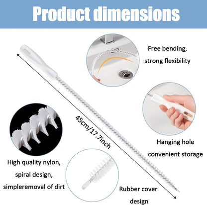 Drain Cleaning Brushs,Sink Drain Clog Remover,Pipe Cleaning Brush,Drain Clog Remover, Drains Cleaner Kitchen Sink,White