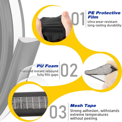 Weather Stripping Door Seal Strip for Door Frame,Window Insulation for Winter,Doors Soundproofing Gap Filler,Window Sealer Exterior Doors Weather Stripping,Foam Windows Draft Stopper (White,118'')