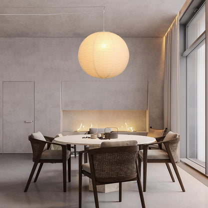Paper Lantern Lamp Plug in Hanging Lamp 23.6in Off-White Rice Paper Pendant Light with 19.7FT Cord Large Globe Japanese Japandi Wabi Sabi Chandelier for Dining Living Room Bedroom 1 Pack