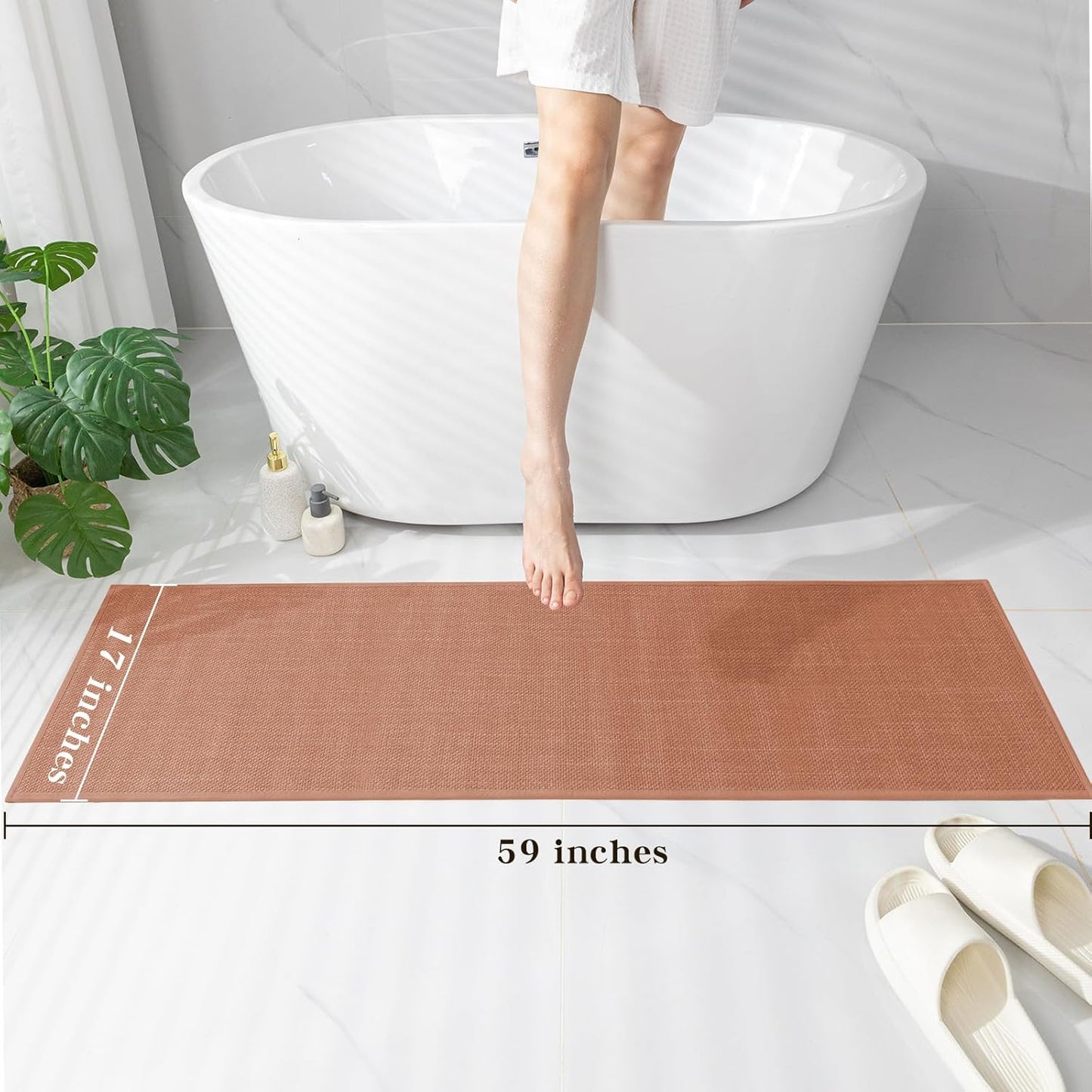 chakme Bathroom Rugs Mat 24x17, Ultra Thin Non Slip Bath Mat Small Quick Dry Absorbent Bath Mat for Bathroom Floor, (Dark Beige, 24"x17")