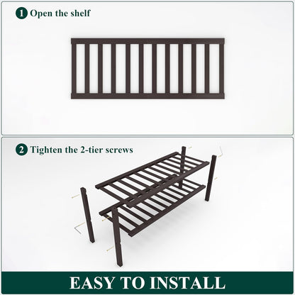 Smiry Bamboo Shoe Rack, 3 Tier Free Standing Wooden Shoe Organizer, Stackable Wood Shoe Storage Shelf for Closet, Entryway, 12 Vertical Slats, 2+1 Stack Standard Legs, 26.8"x11"x19.5", Natural
