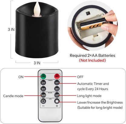 3x4 Flickering Flameless Candles Set of 3,Real Wax Pillar LED Candles,with Timer,4 inch Flameless Candles with Remote,for Party Wedding Holiday Home Decor,Ivory