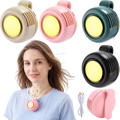 4 Pack 360° Portable Silent Mini Bladeless Electric Fan, Small Fan Clip on for Shirt & Waist, 3 Speeds Rechargeable Whirlwind Cooling Fans for Outdoor Travel Office(Pink)