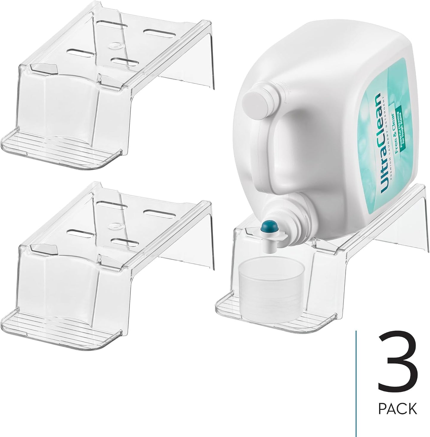 iDesign Laundry Detergent Holder Stand, White | Liquid Detergent Organizer, For Laundry Room