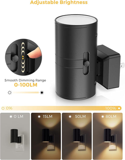 L LOHAS LED Night Light Plug in, Night Lights Plug into Wall, Light Sensor, 0-100LM Soft White 3000K, Dimmable Night Light, Modern Nightlight for Kids Bathroom Hallway Bedroom Kitchen Stairway, 2 Pack