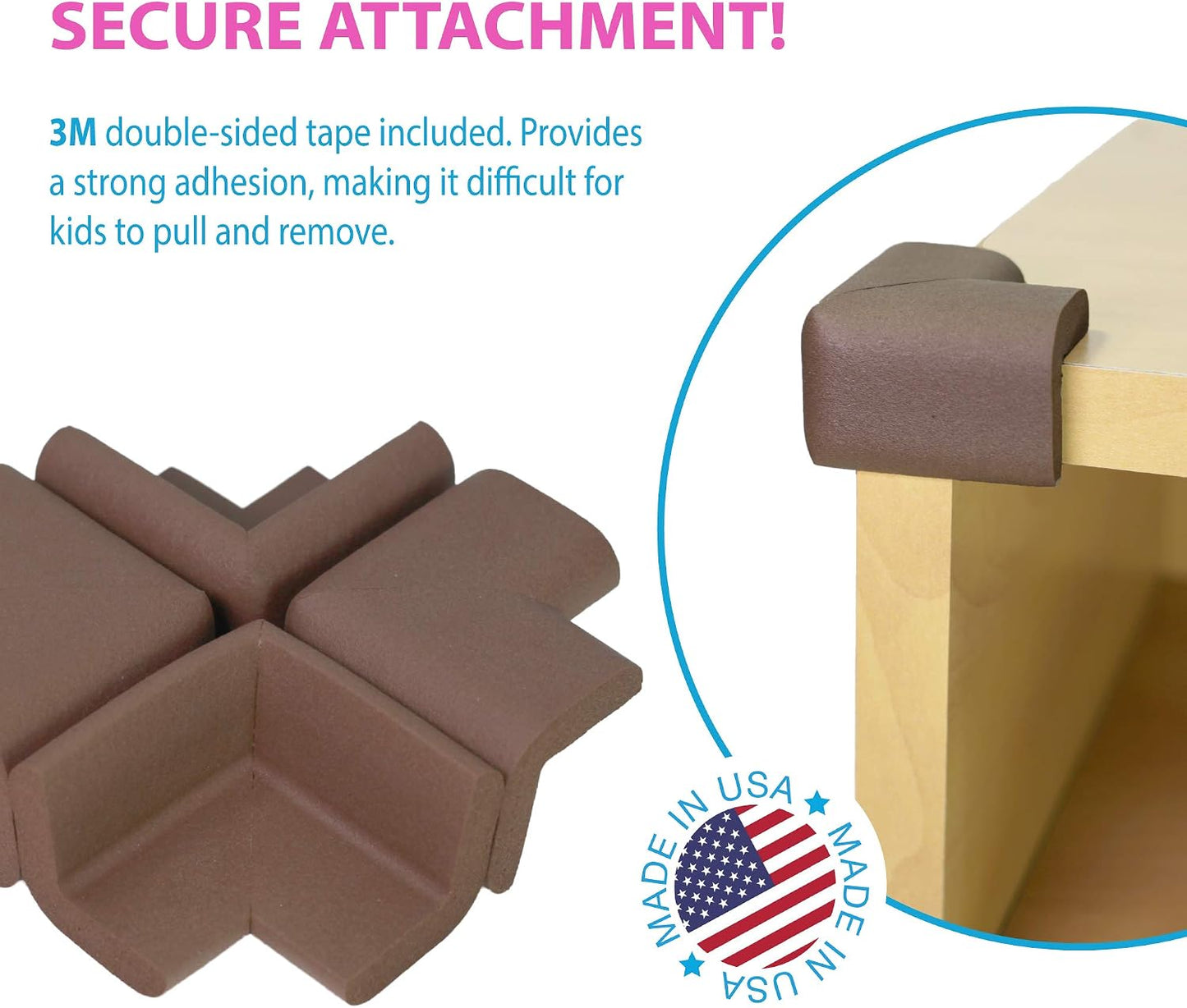 KidKusion 4-Piece Safety Corner Cushion, Black, Child Proofing Corner Guard, Made in USA, Child Safety, Home Furniture Safety Bumper, Baby Proof Table Protector, 4 Count (Pack of 1)