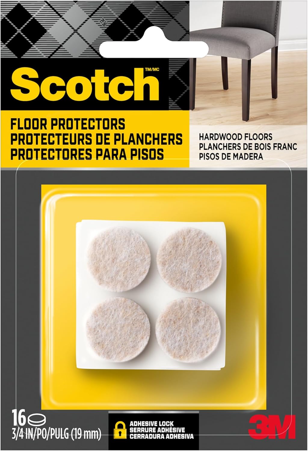 3M Company SP805-NA Scotch Felt Pads, Beige, 16 Piece
