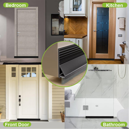 2 PCS Door Draft Stopper for Bottom with Brush, Self Adhesive Door Sweep for Exterior/Interior Doors, Bottom Seal Strip for Protection Against Bug, Dust, 2" W x 39" L, White